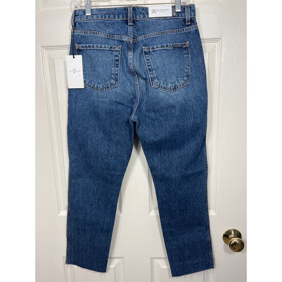 New 7FAMK Josefina Skinny Boyfriend High Waist Busted Knees Jeans size 26 - Picture 3 of 7